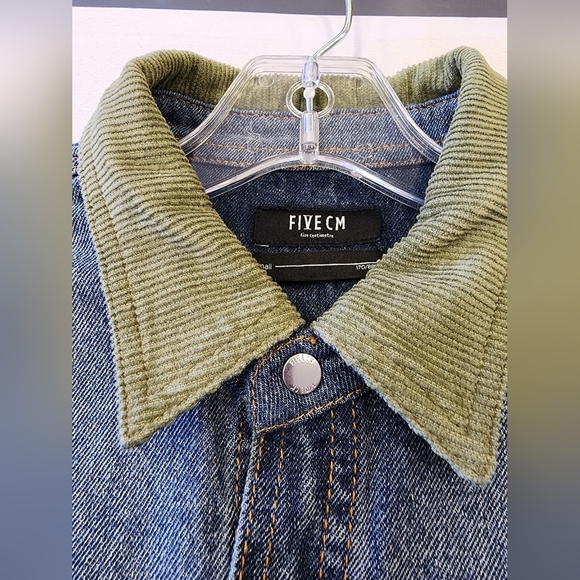 Five CM Men's Denim Blue Jean Shirt Snap Front Shacket, Size Small - Picture 10 of 15